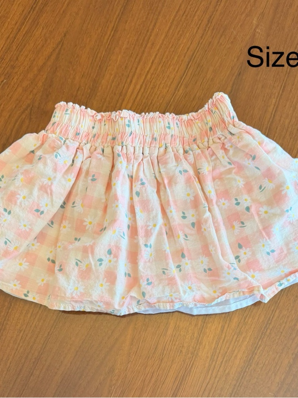 Size 4 Girls Pink Floral Elastic Waist Skirt